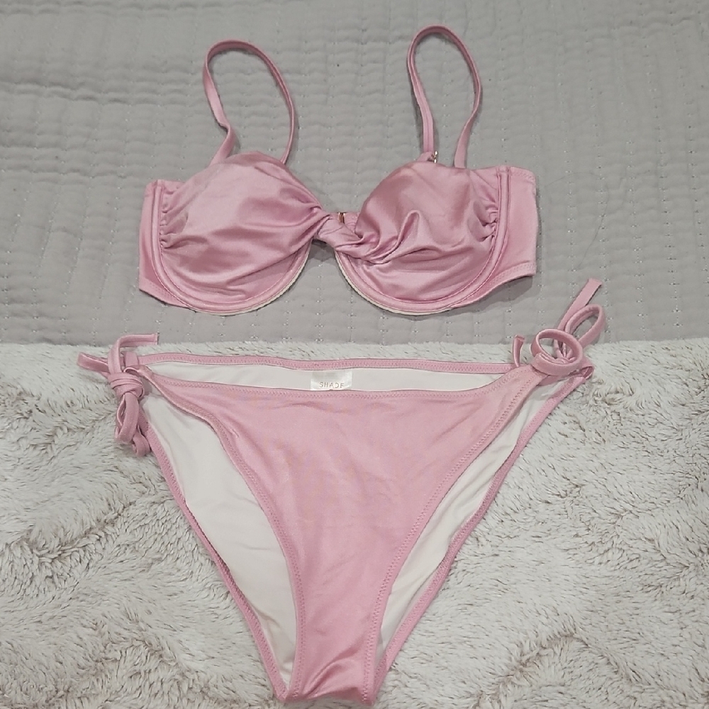 Shade & Shore Light Pink Underwire Tie-Side Bikini